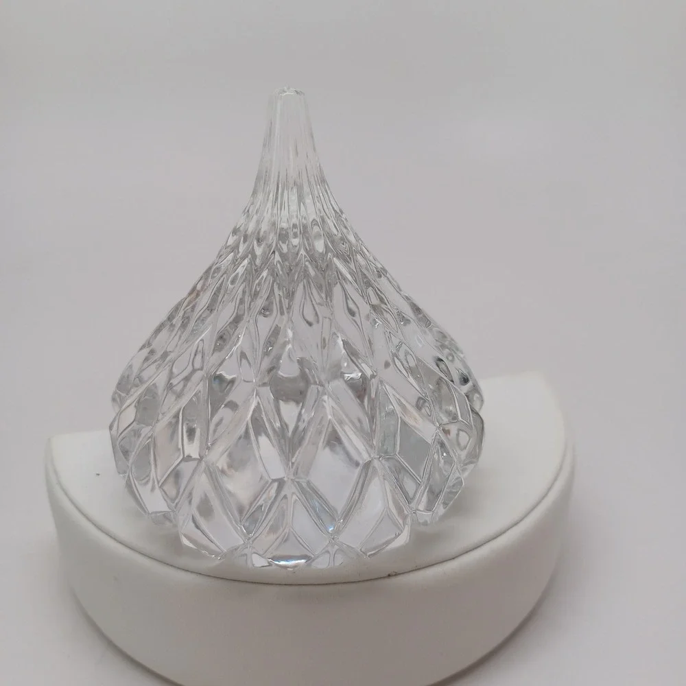 Clear Faceted Crystal Glass Teardrop Paperweight Diamond Point‎ Figurine 3 Inch